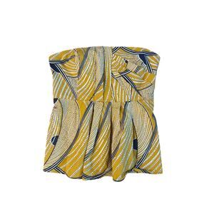 Women 6 Anthropologie Floreat Strapless Mustard Batik Printed Tank Top Boho